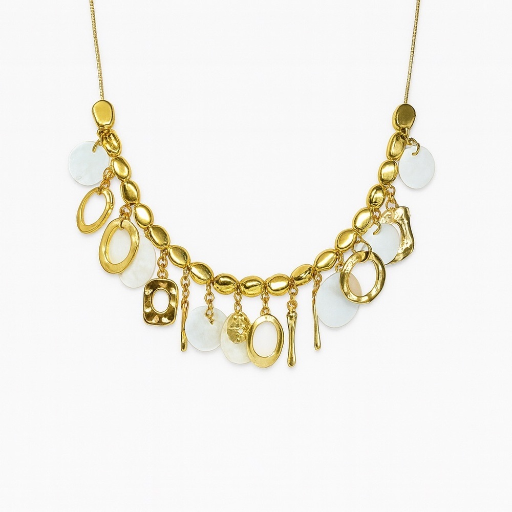 Gold and White Charm Necklace